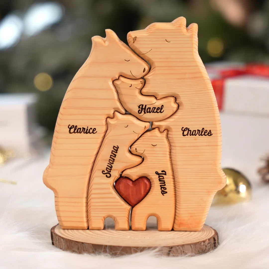 Personalized wooden family bear puzzle