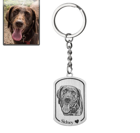 Porte-clés Silhouette de chien médaillon